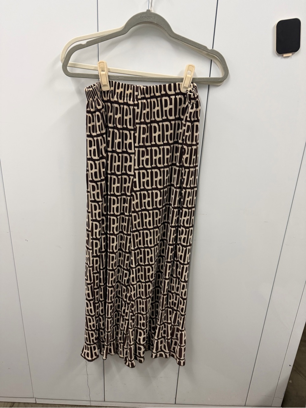 Peppermayo Brown & Cream Printed Wide-Leg Pants Elastic Waist
